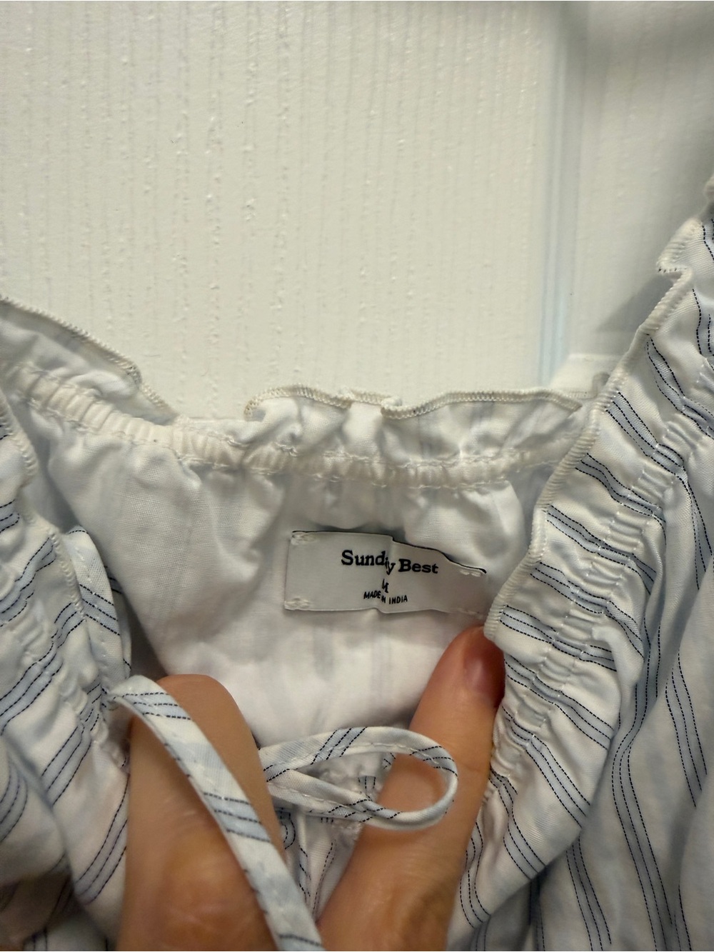Sunday Best White and Navy Striped Helena Top